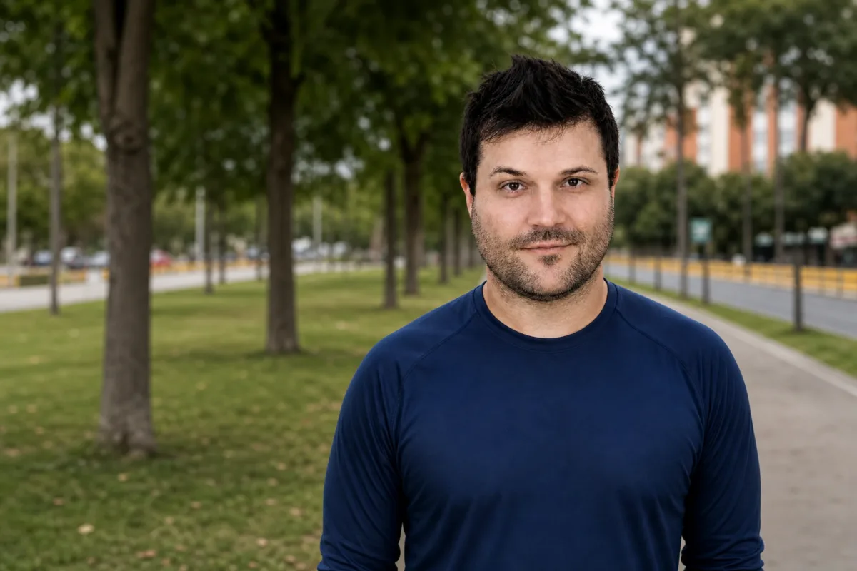 Diego Villanueva en un parque de Bogotá